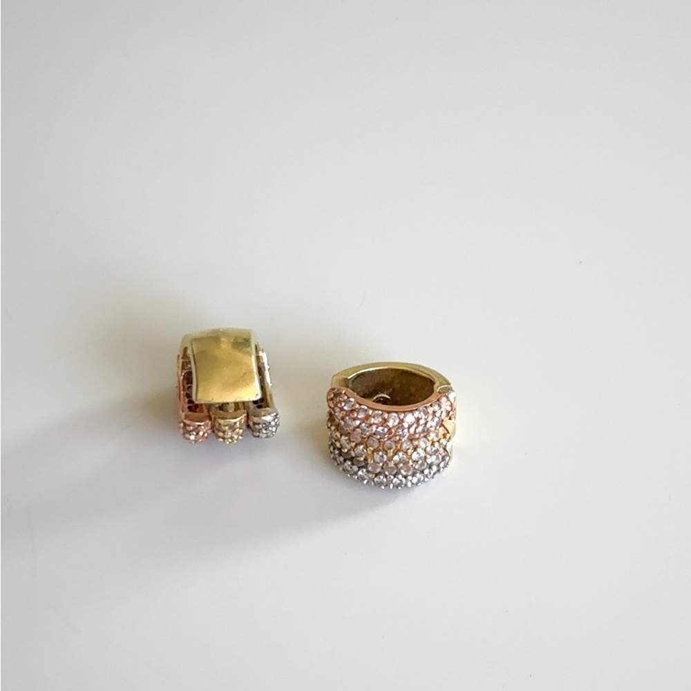 14K solid gold diamond Huggies earrings